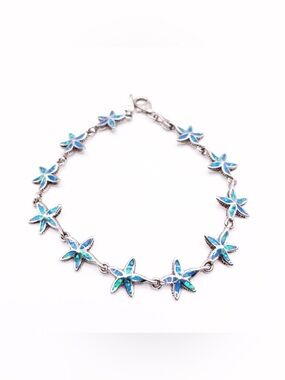 Sterling Silver Blue Opal Starflower Bracelet